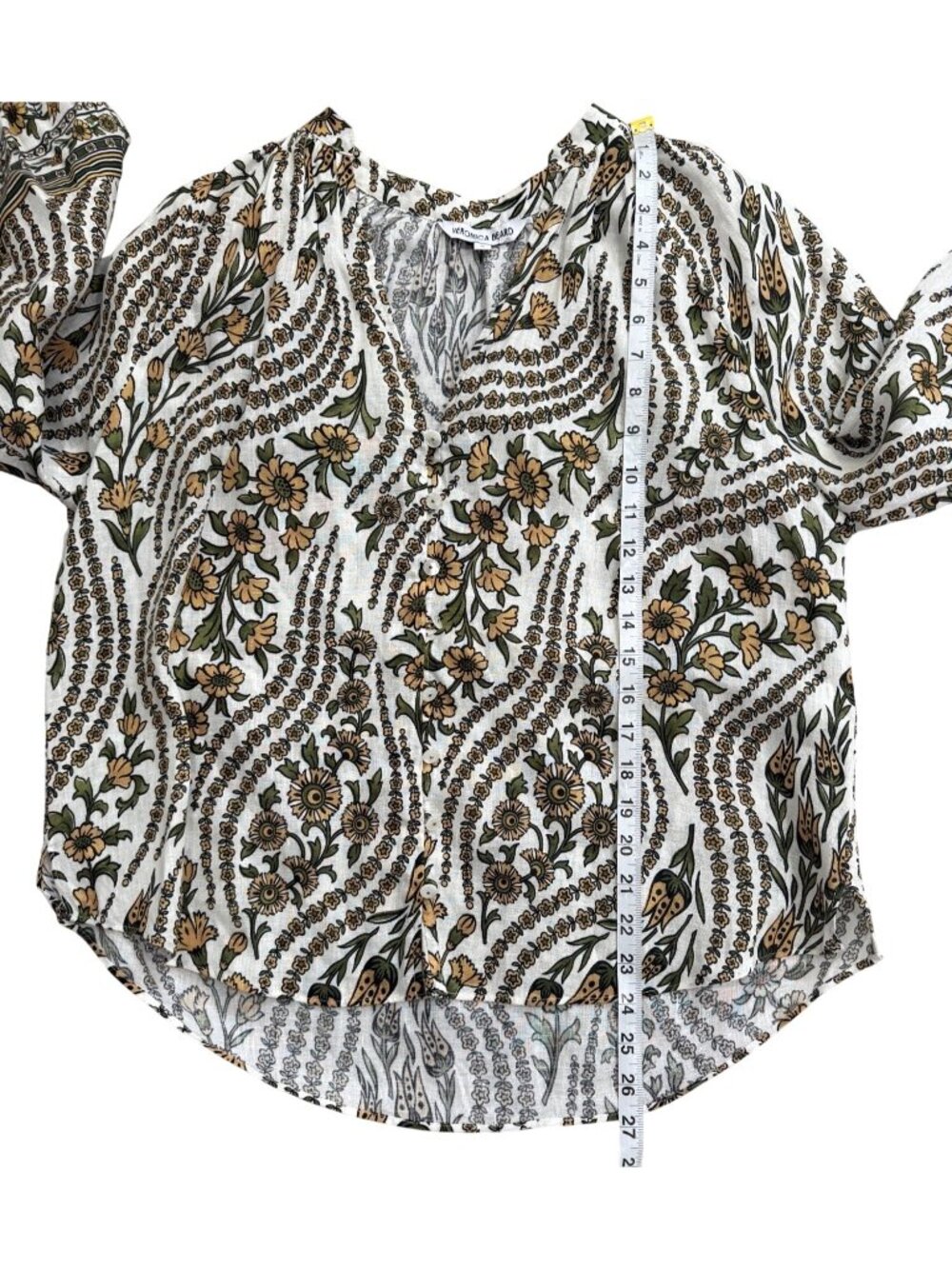 Veronica Beard Women Size 10 Ailani Floral Linen Top Button-Up Long Sleeve - Picture 6 of 8